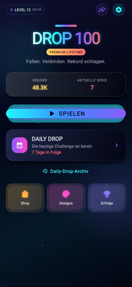 DROP 100 – Startansicht